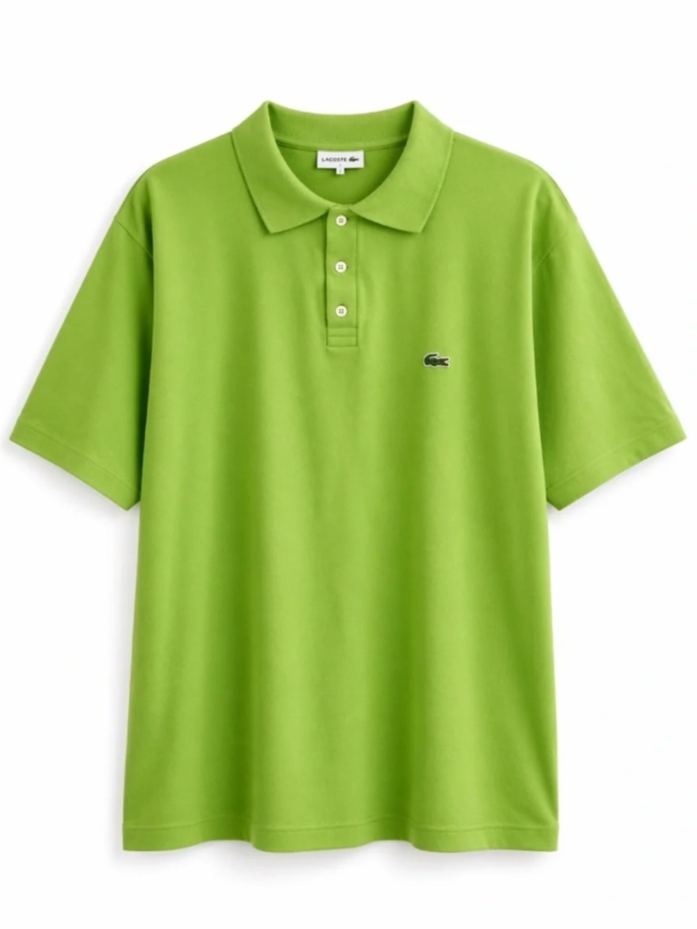 Vintage 90s Lacoste Lime Green Cotton Polo Shirt – Size Large Fair *Flaw
